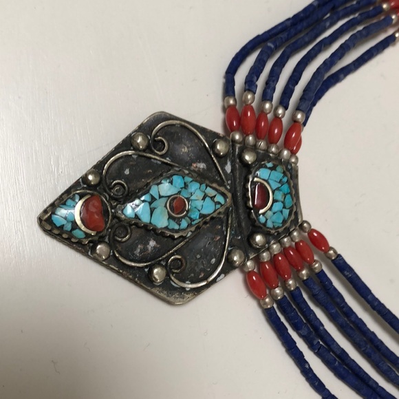 Turquoise and Coral Necklace - Picture 4 of 5